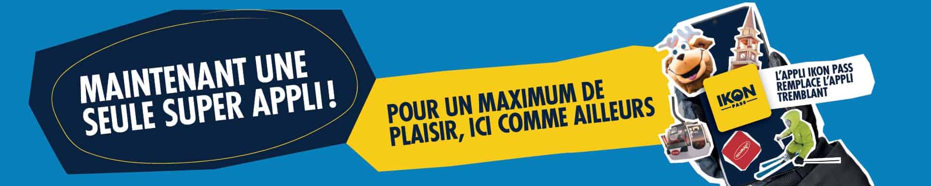 Application mobile Ikon pour Tremblant avec options de ski et snowboard.