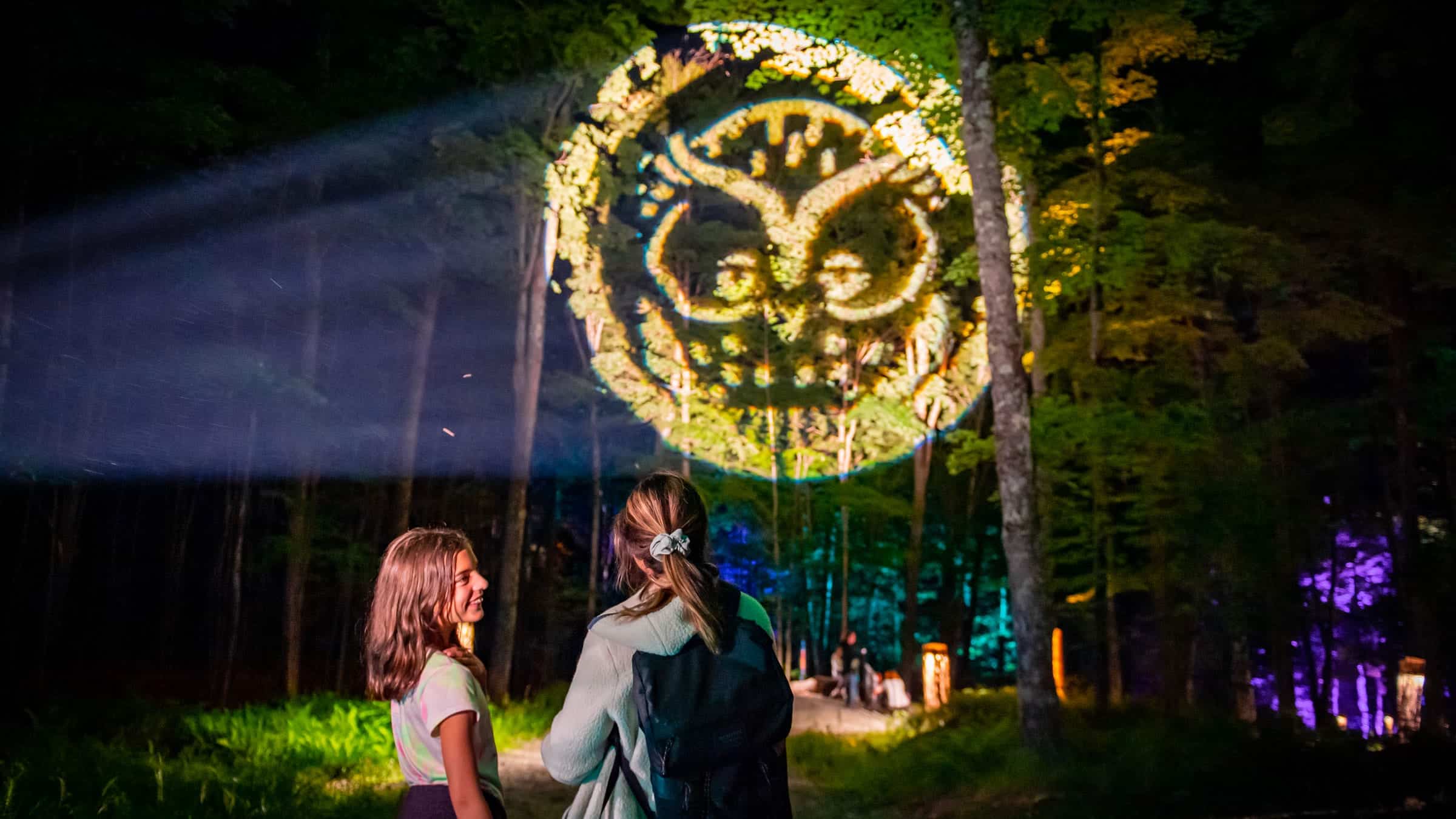 Spectacle lumineux dans la forêt de Tremblant en automne.